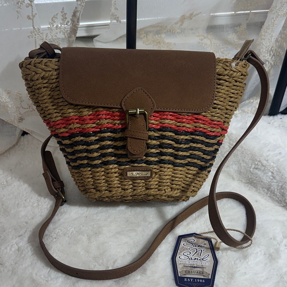 Sun βnβ Sand woven straw shoulder bag